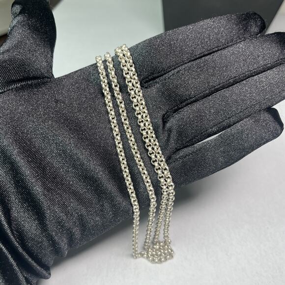 Vintage Designer Couture Signed RM Sterling Silver 925 Chain Necklace 2 Strands - Picture 8 of 9